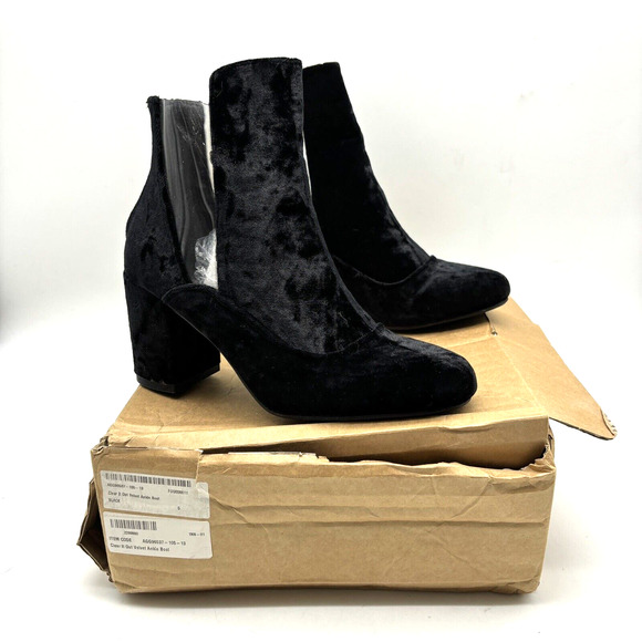 NEW Nasty Gal 'Clear It Out' Black Velvet Block Heel Zip Ankle Boot US7 UK5 - Picture 16 of 16